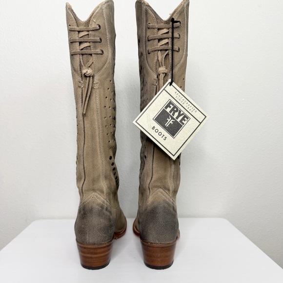 Frye Deborah Studded Suede Boots Tan Knee-High Size 8 - Picture 5 of 7